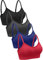 Geyoga 4 Stück V Kabellos Sport BH (X-Groß, Schwarz, Dunkelgrau, Marineblau, Rot)