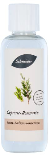 Saunabedarf Schneider - Aufgusskonzentrat Cypresse-Rosmarin - kräuterig-herber Saunaaufguss - 250ml Inhalt