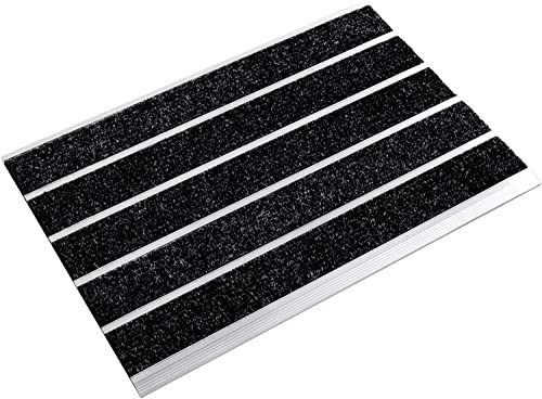 Floordirekt Aluminiummatte | Select Mat Ribbed | Textilfaser-Streifen | Schmutzfangmatte für Innen- und Außenbereich | Fußmatte mit Grobfasern (50 x 80 cm)