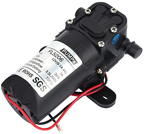 Bomba de diafragma general,bomba de presión de agua 3 5L / min 36W 12V / 24V con plástico