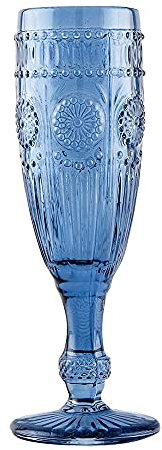 Weddingstar Vintage Style Pressed Glass Champagne Flute, Blue
