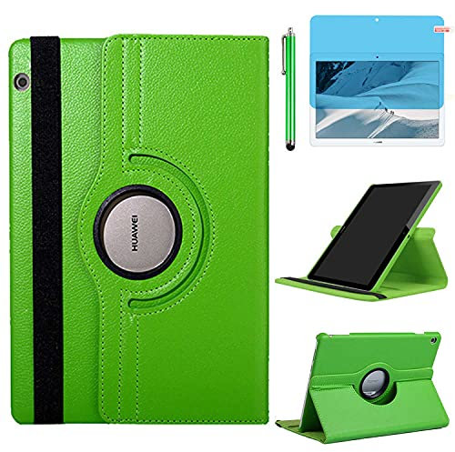 Funda para Huawei MediaPad T3 10 Casos 9.6 Inch Modelo AGS-W09 AGS-L09 AGS-L03,360 Rotación Soporte Protección Cubrir,Tener bolígrafo,Película (Green)
