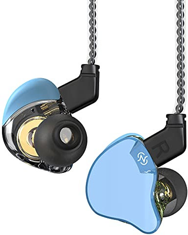 CCZ Emerald In-Ear Cuffie, 10 mm doppio circuito magnetico unità DD+BA Unità HIFI Cuffie, IEM con 4 core 4N Cavo OFC 2PIN Auricolari In Ear Monitor (Blu, Mic)