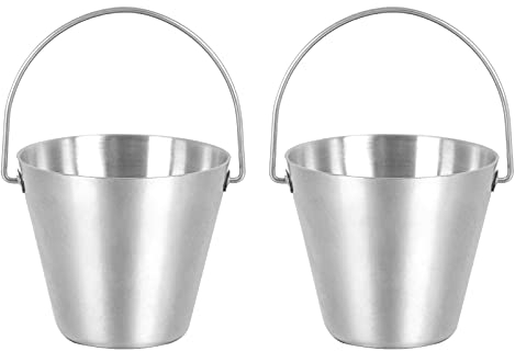 Cabilock 2pcs Teppanyaki Egg Tray Egg Stand Holder Metal Egg Cup Mini Buckets with Handle Mini Metal Buckets Sand Pail Mini Pail Buckets Boiled Egg Holder Small Metal Barrel Stainless Steel