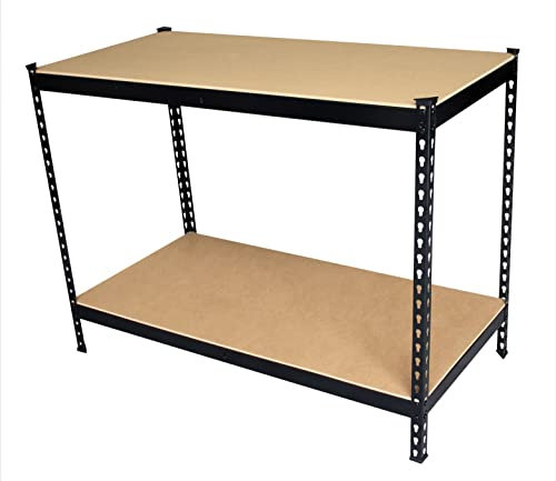 HH Home Hut Heavy Duty Garage Workbench - Ideal Workshop Table with Storage Shelving DIY Tools, Durable Racking Work Benches for Garages Shed Workshops 1200mm x 600mm x 900mm 200kg Load
