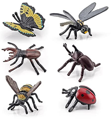 Surakey Insekt Figuren Spielzeug,6 Stück Kunststoff Insekten Bugs Figuren, Tierwelt Figuren Modell Realistische Bugs Insekten Spielzeug Kinder Biologie Wissenschaft Spielzeug Geschenk,Lernspielzeug