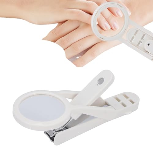 Älterer Nagelknipser mit Lupe Edelstahl Verstellbarer Fingernagel Zehennagelschneider Nagelknipser Pflege für ältere Senioren Baby(Weiß)