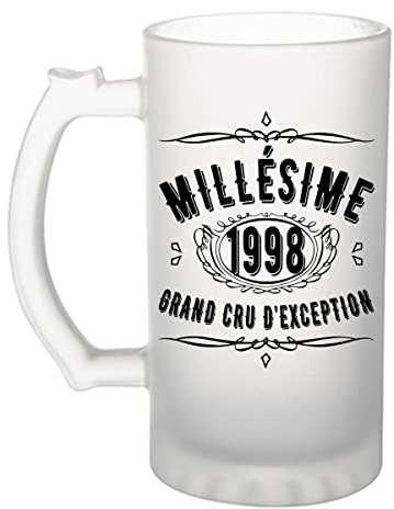 Chope de bière 1998 anniversaire 27 ans | Verre à bière Pinte idée cadeau original | Imprimé en France