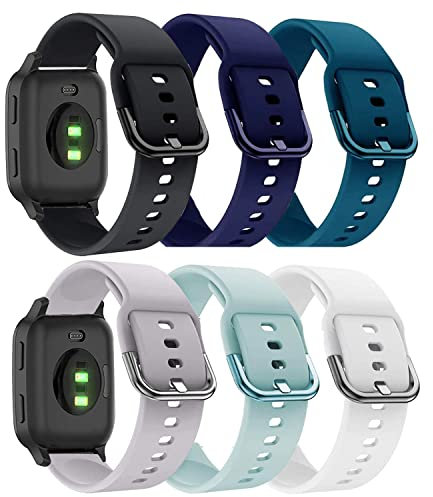 ViCRiOR Lot de 6 bracelets de rechange en silicone souple pour montre connectée Garmin Venu / Venu Sq - 20 mm - Pour Garmin Vivoactive 3 / Vivomove / Luxe / HR