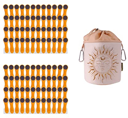 96 pinzas de la ropa amarillas con plumas de acero inoxidable y 1 diseño bellaCott bolsa para pinzas de la ropa de algodón tortuga