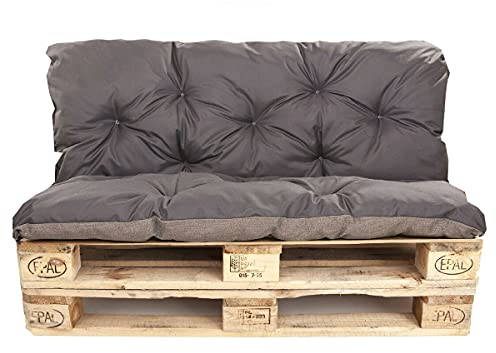 Palettenkissen Outdoor - Palettenkissen Set - Palettenkissen Set Indoor (Sitzkissen 120x60 +Rückenlehne 120x60, Anthrazit)