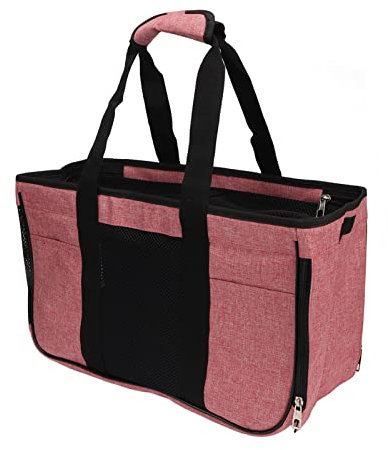 Katzentransportbox Atmungsaktive Haustiertransportbox Tragbare Katzentransportbox Katzentransportbox für Kleintiere Welpen (Rosa mit Schwarz)