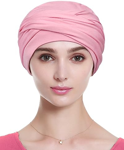 Alnorm Frauen Turban Gedrehte Kopfbedeckungen für Krebspatienten Hellrosa