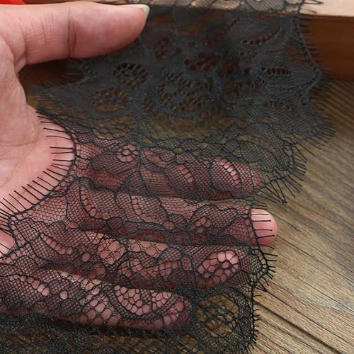 Spitze 3 Meter handgefertigt DIY. Black Wimpernspitze Trimmen Spitze Stoff Geeignet for Puppen Outfits Wohnkultur Hochzeitsspitze etc Spitze