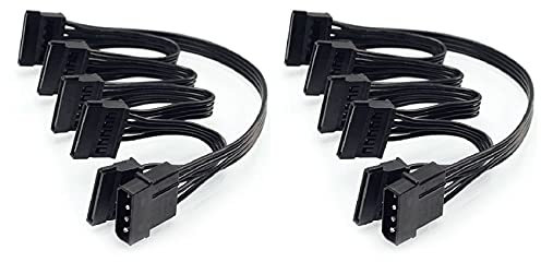 TsoLay 2X IDE de 4 una Cable de Fuente de AlimentacióN de 5 Puertos Molex de 4 una Puerto SATA MúLtiple Cable de AlimentacióN de Cable 18AWG para Disco Duro HDD SSD PC