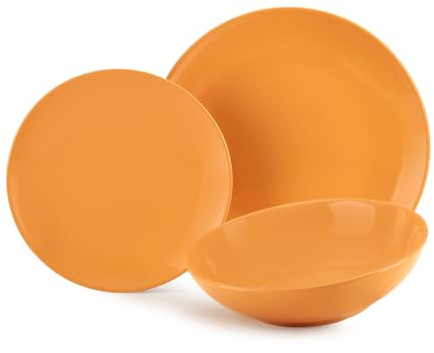 Juego de 18 platos Carioca de porcelana fina naranja FADE