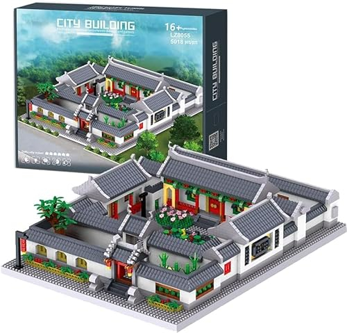 Modular Haus Bausteine, 5018 Klemmbausteine Quadrangle Chinesische Alte Berühmte Architektur Modular Gebäude, MOC Architektur Modular Haus Bausteine, Not Kompatibel mit Lego