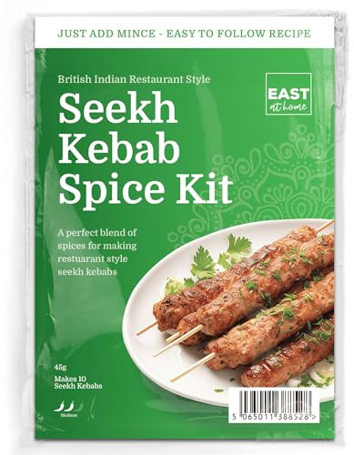 East at Home Seekh Kebab Spice Kit, Create Authentic Restaurant Quality Seekh Kebabs with Our Flavorful Indian Spice Mix, Makes 10 Delicious Kebabs, Pack of 1