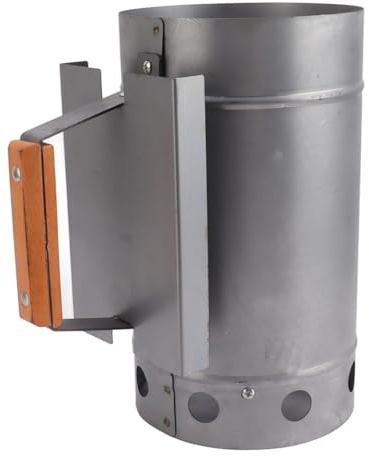 Grillkamin Anzünder Holz, Kohlefeuerstarter Schornstein mit Holzgriff für Outdoor Kochen, Großer Holzkohle Schornstein Starter Griff Kompakt Grill Schornstein Starter für Draußen