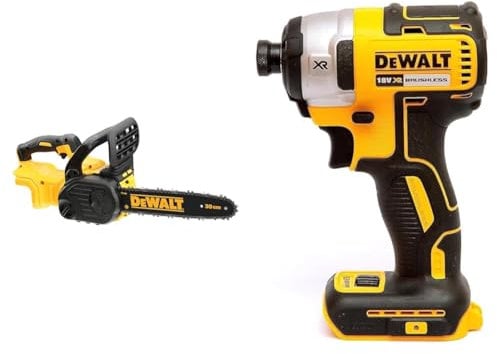 DEWALT DCM565N-XJ 18V XR Brushless 30cm Chainsaw & DCF887N XR 18V 3 Speed BL Impact Driver Naked-Body ONLY, 18 W, 18 V, Multi, Bare Unit