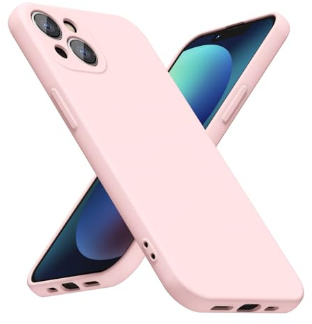 LoeoeL for iPhone 13 Phone Case Silicone, Minimalist Ultra Thin Slim Soft Rubber Gel Solid Color Matte TPU Cute Case for Women Men, Girly Plain Aesthetic Design & Camera Cover Protection, Light Pink
