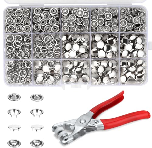 MirraSwit 200 Set Pinza per Bottoni Automatici a Pressione, Bottoni Automatici Con Pinze, Attacca bottoni Automatici, Macchinetta per Bottoni Automatici per Vestiti, Borse Fai da Te