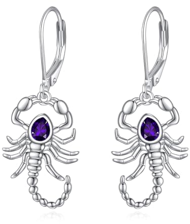 Skorpion Ohrringe für Damen 925 Sterling Silber Skorpion Amethyst Ohrring Sternbilder Schmuck Geburtstags Geschenke für Mutter Freundin
