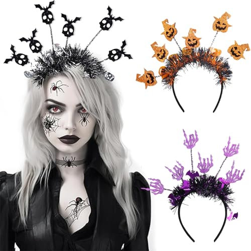 Oenothera 3 Pièce Bandeau Halloween, Serre Tete, Accessoire de Carnaval pour Enfants et Dames