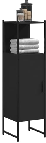 LAPOOH Badschrank Schwarz 33x33x120,5 cm Holzwerkstoff, Bad Kommode, Badezimmer Möbel, Badzimmer Schrank, Aufbewahrungsschrank, Bad Schrank - 842466