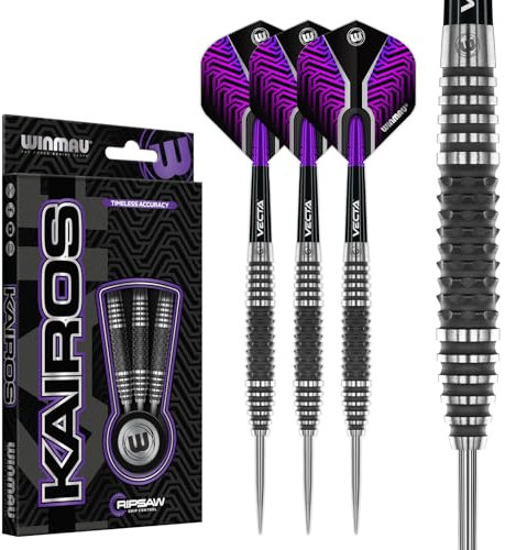 WINMAU Darts Kairos 24g 90% Professionelles Wolfram Dartpfeile-Set mit Stahlspitze mit Dart Flüge und Dartschäfte