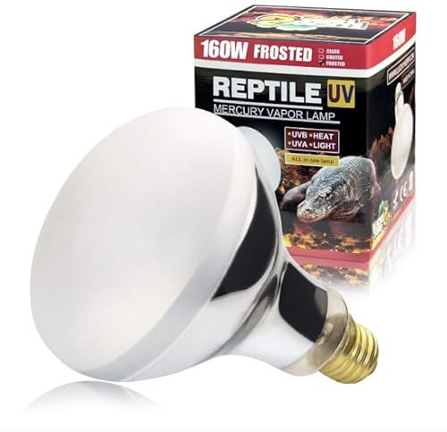 LUCKY HERP Reptile UVA UVB Heat Bulb, 160W E27 Turtle UV Heat Lamp, Vivarium D3 Basking Light Bulb for Reptile, Tortoise, Bearded Dragon and Amphibian