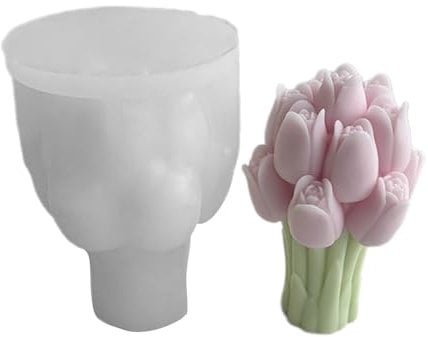 Meiliyizu Beautiful Resin Silicone Moulds Ornaments Molds Tulips Bouquets Shaped Statue Molds Silicone Candle Moulds for Crafting