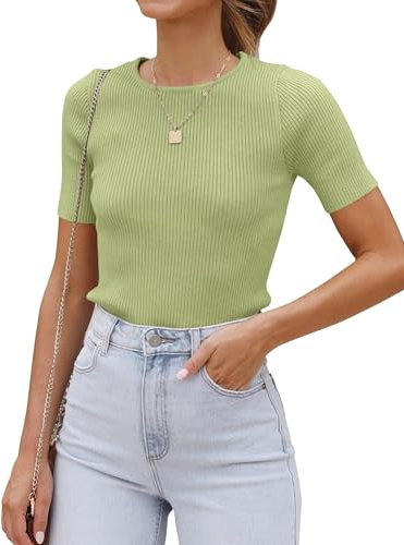 Cuptacc Damen Tshirt Rundhalsausschnitt Baumwolle Top Pullover Yoga Oberteile Blaugrün, Groß L 42-44 MoosgrünGroß L 42-44