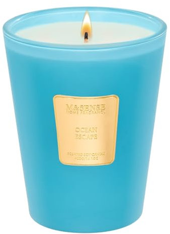 M&SENSE Duftkerze im Glas Ocean Escape | 400g Sojawachskerze, 75 Std. Brenndauer, Marine-Duft, Sommer Kerze, Ideal für Bäder & Sommergeschenke, Non Toxic