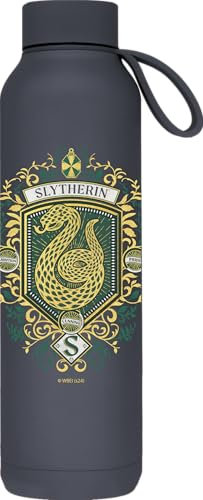 QUOKKA SOLID X HARRY POTTER | BOTELLA TÉRMICA DE ACERO INOXIDABLE DOBLE PARED CON COLGADOR | HP SLYTHERIN