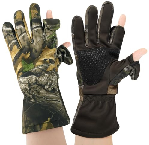 BrightGlow Jagdhandschuhe Tarn Motorradhandschuhe Herren Damen Outdoor Tarnhandschuhe Warme Handschuhe Touchscreen Winterhandschuhe Fahrradhandschuhe Tarn- Fleece- Handschuhe für Skifahren Tarnung M