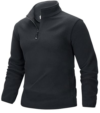 33,000ft Men's Fleece Pullover Warm Half Zip Microfleece Jacket Lightweight Outdoor Sweatshirt Thermal Top with 2 Pockets for Autumn Winter, Hiking, Work Charcoal Grey L