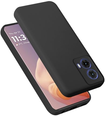 Cadorabo Hülle kompatibel mit Motorola Moto G85 Hülle Silikon Handyhülle für Moto G85 Case aus flüssigem Silikon- Kratzfeste und stoßfeste dünne TPU Schutzhülle - Liquid SCHWARZ