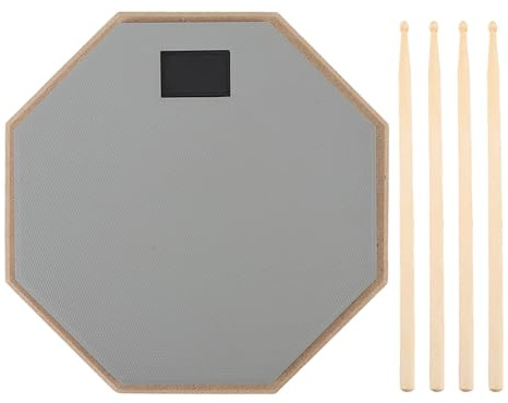 8 Zoll Doppelseitiges Stiller Drum Pad, Gummi -Holztrommel -Übungsset mit Schalldichtem Baumwoll für Anfänger (GRAY)
