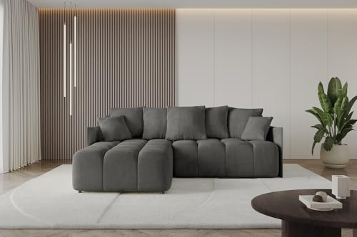 ALTDECOR Ecksofa mit Schlaffunktion und Bettkasten Corner Sofa Bett Eckcouch Couch L-Form Schlafcouch Ausziehbar Wohnlandschaft Schlafsofa Cauchsofa LONLI-L 251x189x68 Dunkelgrau
