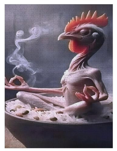 Hahn -Puzzle, 500 Teile,Holzpuzzle Für Erwachsene Kinder, Lustiges Spielzeug, Denkspiel, Bildungsspiel, 55×41cm