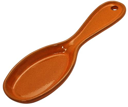 Cleminson Spanish Ceramic Kitchen Spoon Rest – Hand-Dipped and Pastel Style Utensil Holder | 27 cm, Dishwasher Safe, for Tongs, Wooden Spoons, Spatulas | Tea Bag Holder (Orange Pastel)