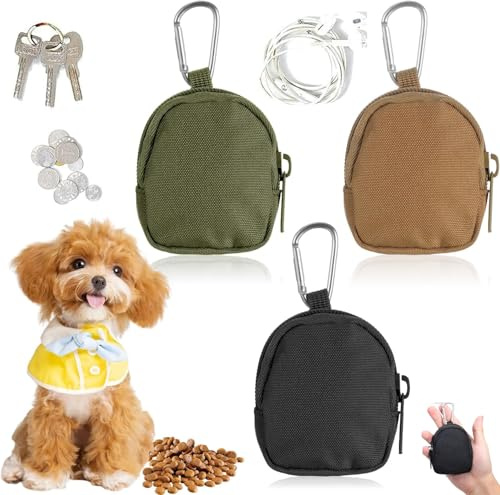 3 Stück Coin Purse mit Reißverschluss,Münzgeldbörse Rund,Leckerlitasche für Hunde,Change Purses Kleine Organizer für Kopfhörer, Datenkabel und Schlüssel Aufbewahren (Schwarz,Grün, Schlammfarbe)