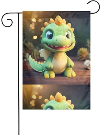 BROLEO Niedliches Spielzeug Dinosaurier Druck Garten Fahnenmast Outdoor Hof Dekoration Mode 30,5 x 45,7 cm