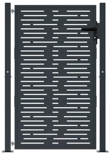 Hommdiy Gartentor aus Metall Anthrazit Gartentore 100cm breit Gartenpforte 125cm hoch(100 x 125 cm)