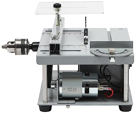 Mini scie circulaire de table multifonction 96 W - Scie circulaire de précision avec bloc d'alimentation réglable à 7 vitesses - Petite scie circulaire de table pour artisanat, bricolage, bois fait à