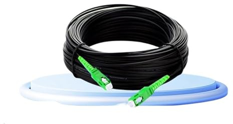 KZNOSAS Câble de raccordement extérieur à fibre optique SC SM de 100 m, avec gaine en acier noir LSZH, section 0,5/0,4 mm².(SC APC 30m)