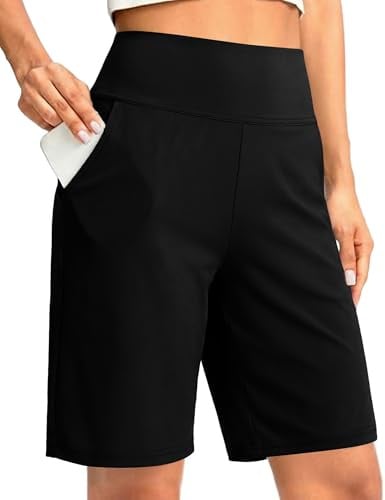 Litherday Shorts Damen Sommer Bermuda Shorts Hohe Taille Yogahose Weite Bein Sporthose Lounge Stretch Laufshorts Knielang Wanderhose Activewear Hosen mit Taschen S-XXL
