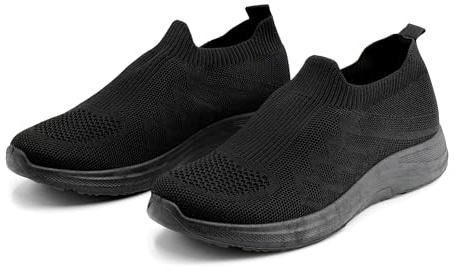 JOMIX Zapatillas Slip On Mujer Sin Cordones Tejido de Punto Transpirable Ligeras y Cómodas Suela Plataforma Suave Amortiguada Antideslizante Plantilla Extraíble