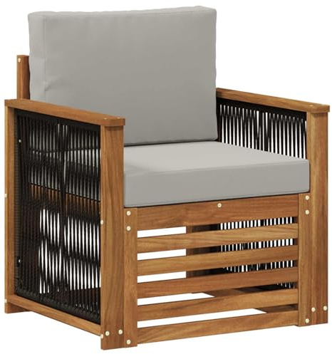 vidaXL Outdoor Mittelsofa Natur, Moderne Outdoor-Couch, modulare Möbel, wetterfestes Gartenlounge, Bequeme Terrassen-Sitzgruppe